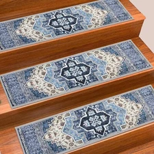 Non Slip Stair Treads - 15 Pack, 30"X8" Peel and Stick, Soft Rubber Safety Ma...