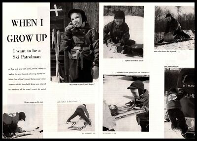 1954 When I Grow Up I Want To Be A Ski Patrolman Photos 2-Page Vintage Print Ad