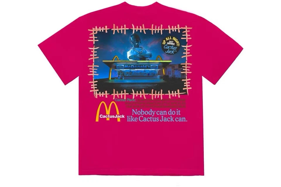 Travis Scott Cactus Jack x McDonald's Action Figure T-shirt II Hoy Pink XL - Image 2 of 3