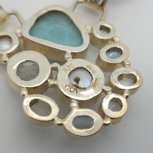New PJC Sterling Silver Larimar Topaz Pearl Opal Multi-Shape 18In Chain Necklace - Picture 10 of 11