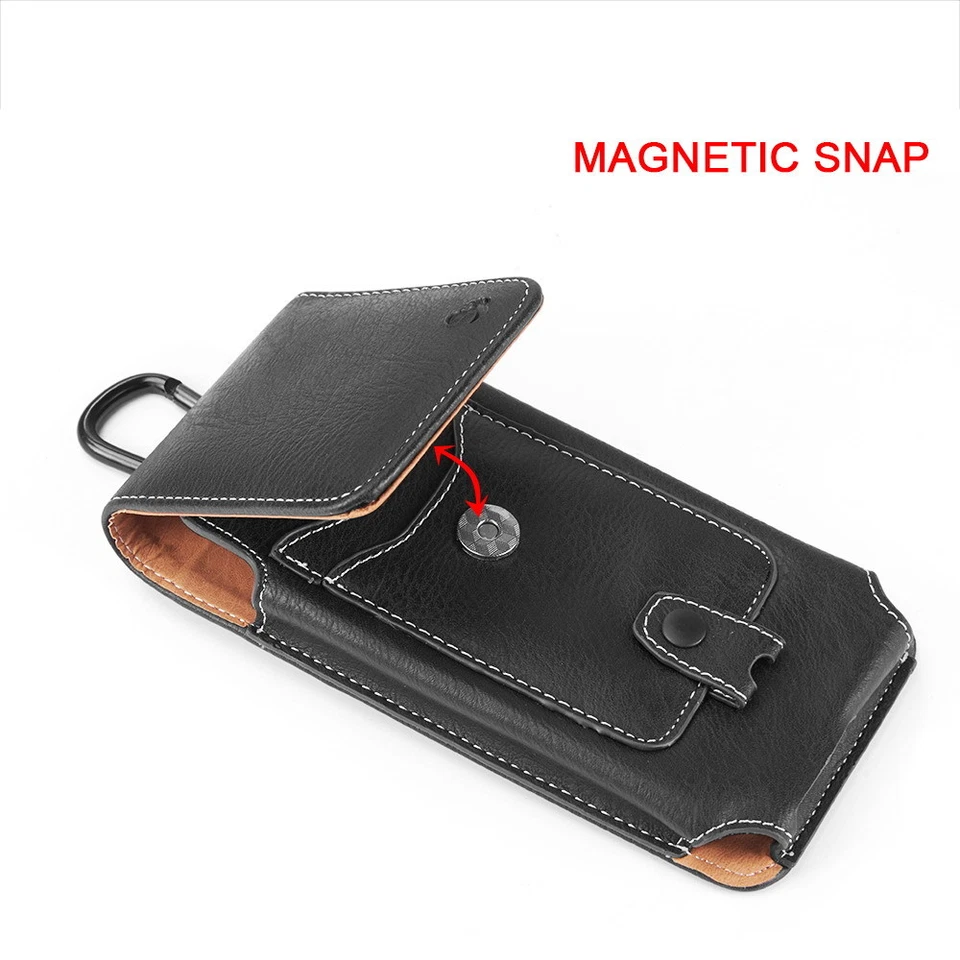 Universal Phone Pouch Vertical Leather Case Cover Belt Clip Holster Cards Holder - Image 4 of 4