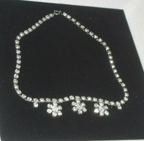 PRECIOSO COLLAR GARGANTILLA ART DECO AÑOS 40 CRISTAL TRANSPARENTE CORTE FACETA - Imagen 4 de 5