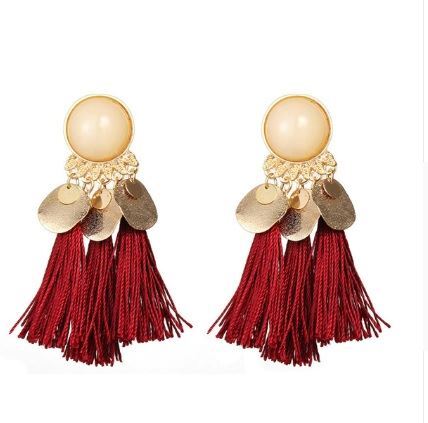 Impresionantes Pendientes de Gota de Borla Rojo Perla Vestido Moda Damas Joyería - Imagen 4 de 9