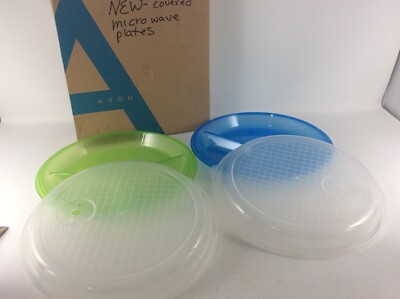 NOS 1980's 2 Covered Microwave Plates   New In Box 