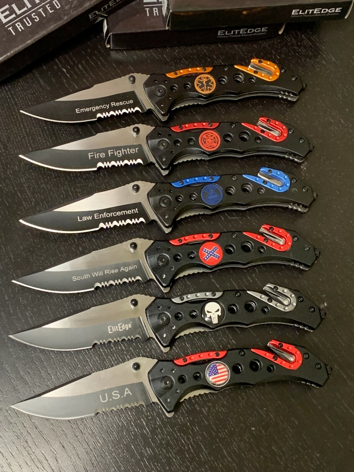 Wholesale Lot x12 8" Spring ElitEdge Punisher Assisted Folding Knife