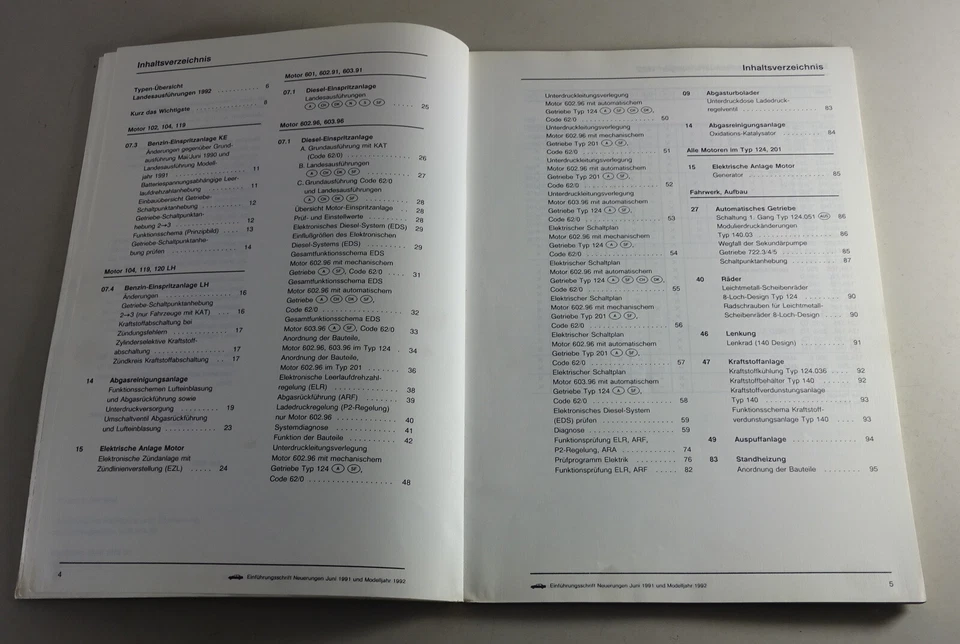 Werkstatthandbuch Einführung Neuerungen Mercedes Benz Typ 124 129 140 201 1991 - Bild 3 von 4