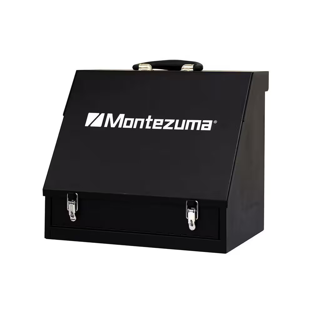 Montezuma 15 In. W Portable Tool Box Black Powder Coated Dual Steel Lockable