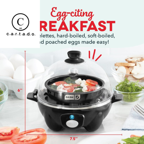 DASH Rapid Egg Cooker 7-Capacity Electric Egg Cooker in Black for 7 Eggs