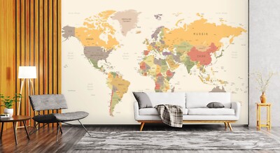 3D World Map Plate ZHUA5624 Wallpaper Wall Murals Removable Self-adhesive Ann