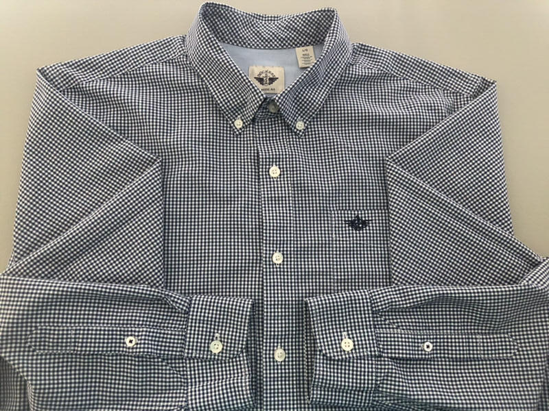 DOCKERS  EUC Button-Down Blue White Check Cotton … - image 9