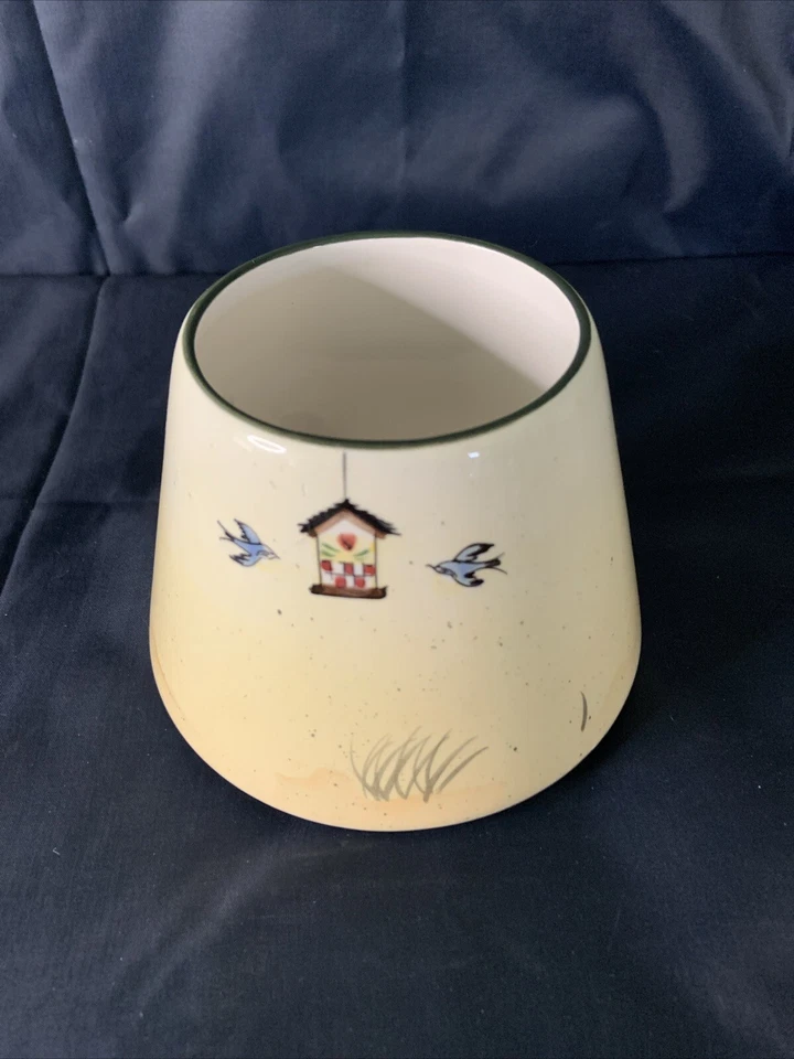 Interior del hogar tarro de velas sombra gallo rural francés azul pájaros y casa de pájaros Foto 2 de 4