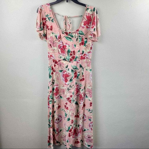 Band of Gypsies Floral Blush Mauve Midi Dress Sz XS NWT - Picture 2 of 9