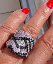 *SARAH KERN* RING ZIRKONIA ROSA WEISS SCHWARZ 925 SILBER RHODINIERT RW 51 GR 16