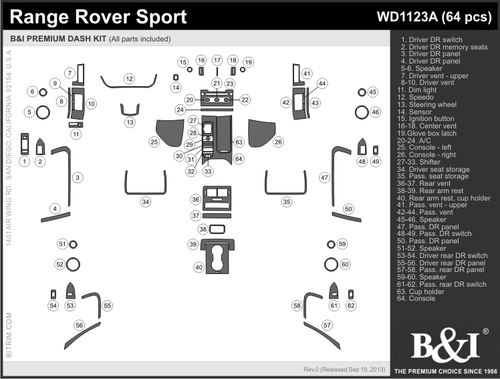 Land Rover Range Rover Sport 2014 2015 2016 2017 2018 ajuste Dash B - Imagen 2 de 2