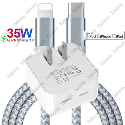 35W Dual USB C Fast Wall Charger Adapter Type C PD Cable For iPhone 14 13 12 11