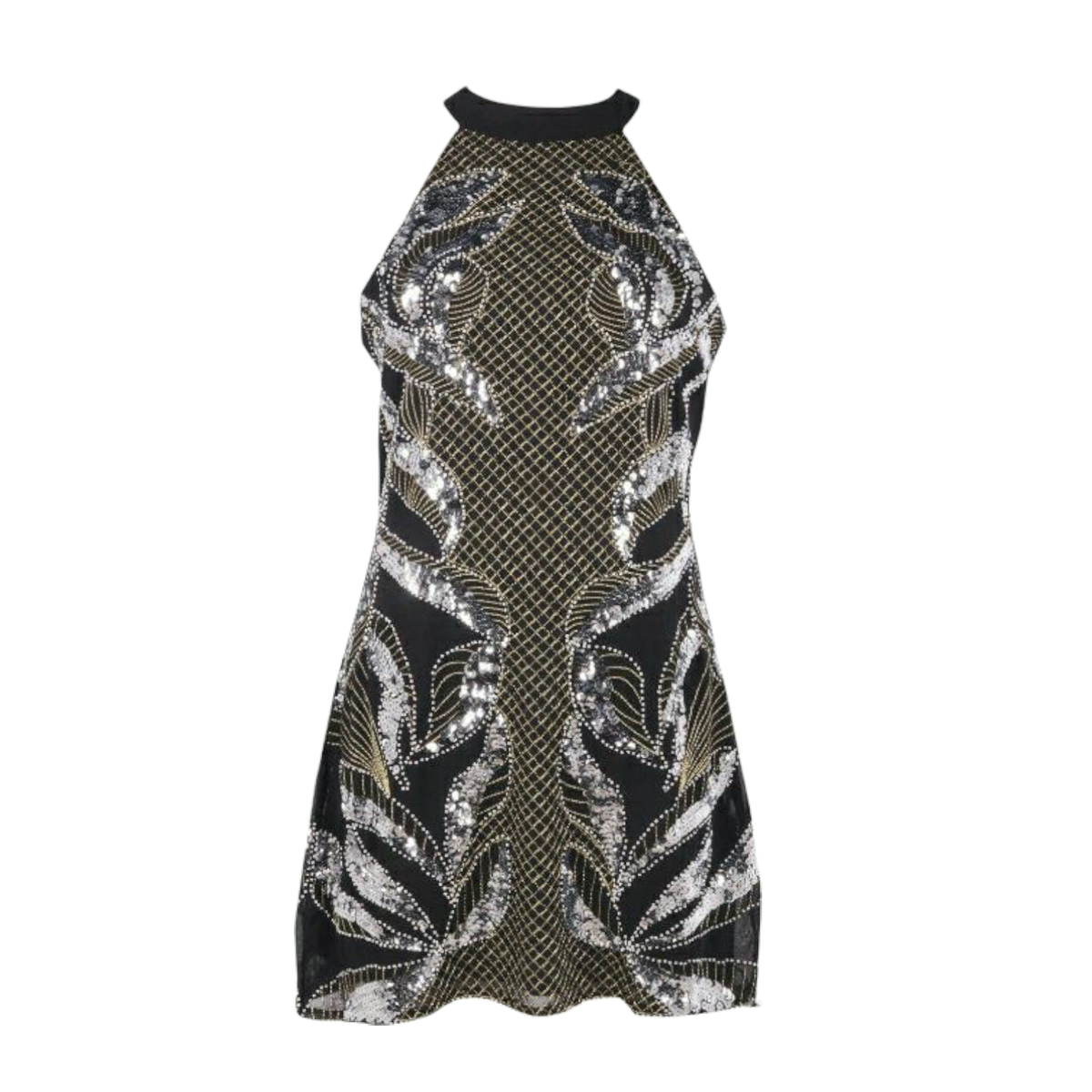 boohoo sequin shift dress boohoo Women's Disc Sequin Blouson Shift Dress - Silver
