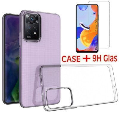 Hülle für Xiaomi Redmi Note 11 Pro 5G Tasche Silikon Case Cover + 9H Schutz Glas