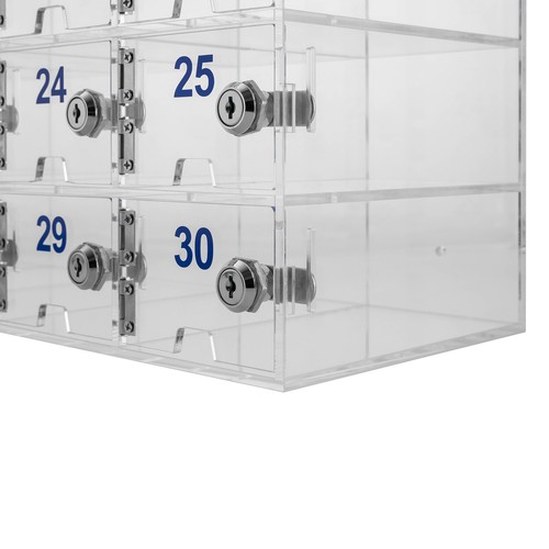 Scatola armadietto cellulare 30 slot trasparente acrilico scatola organizer con serrature - Foto 14 di 16