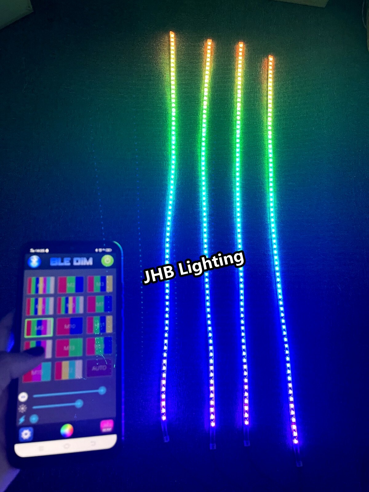 JHB 4PCS 4FT Remote+Bluetooth CHASING LED Strips Lights for 15.5" Wheel