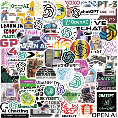50 PCS AI Programming Computer Stickers Chat GPT Decals Laptop Free Shipping