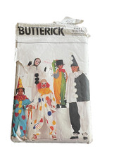 Clown Jester Mime Butterick 4154 Childs Costume Pattern Size S-XL Cut Complete
