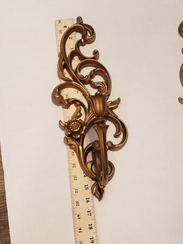 Applique da parete reggenza Hollywood rotolo floreale ornato interno casa resina 16x6 - Foto 3 di 9