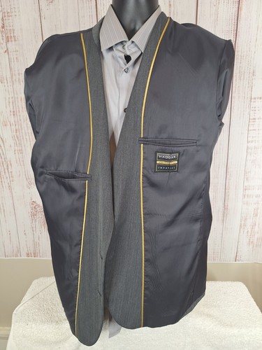 Haggar Imperial Jacket Blazer Gray Check Stripe Mens 44R Single Vented USA - Picture 8 of 10