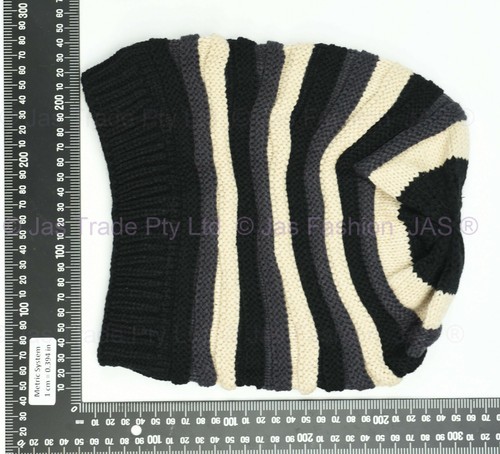 Unisex Men Women Winter Stretch Stretchy Ribbed Striped Slouchy Beanie Hat RASTA - Picture 16 of 16