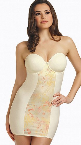 Freya Deco 32G Shaper Molded Bra Sized Strapless Control Slip Chemise Ivory