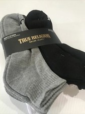 True Religion Socks 10 pr Low Quarter Athletic Gray Black Socks Men's 6-12.5