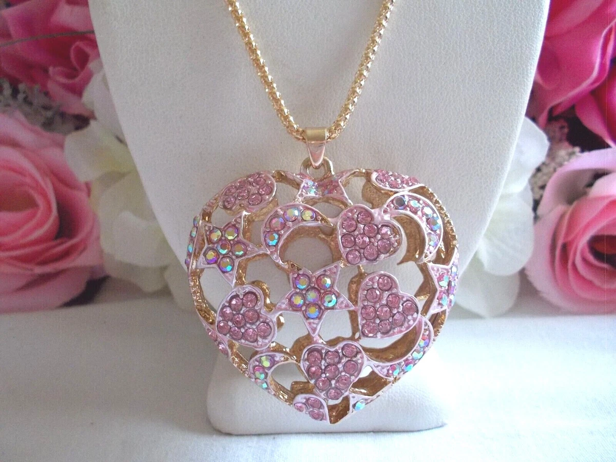 Pink heart cheap pendant necklace