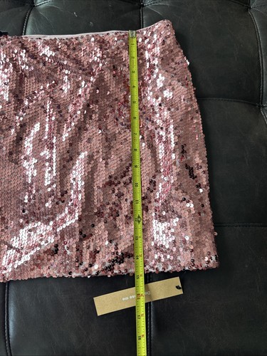 Minigonna rosa Reformation x Camille Rowe donna taglia 14 Saviolla paillettes Barbie - Foto 7 di 12