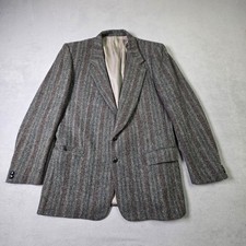 Vintage Harris Tweed Blazer Mens 44T Herringbone Scottish Wool Handwoven Coat