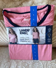 Lands' End Women's 2-Piece Knit Short Pajama Set, Blue Size L-no packaging