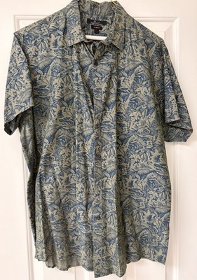 Marc Anthony Short Slim Fit Stretch Short Sleeve Button Tropical Print Size XL