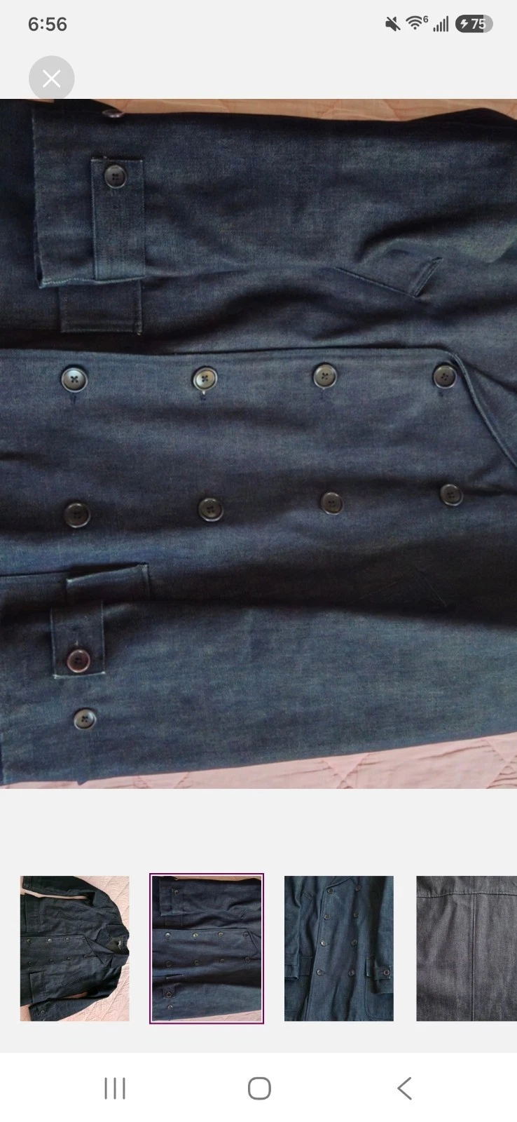 Polo by Ralph Lauren Men's Blue Denim Pea Coat Quilted Lined Button XL - product detail image 2