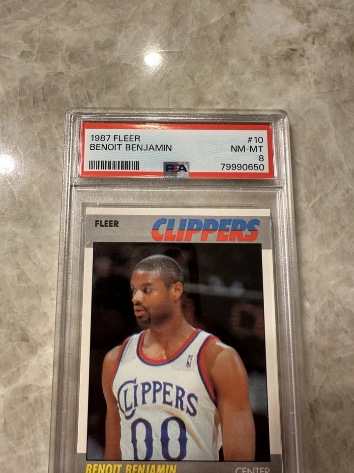 1987 Fleer Benoit Benjamin #10 Clippers PSA 8 NM-MT NBA Basketball Card - Image 3 of 4