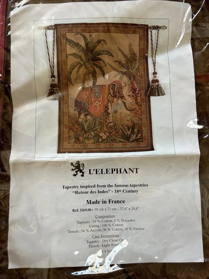 Tapiz fino L'Elephant con borlas | Francia | 37,5" x 26" Foto 2 de 4