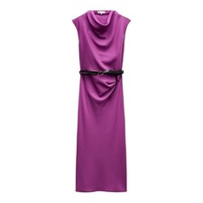 Zara ZW Collection Fuchsia Midi Dress with Belt – Size M