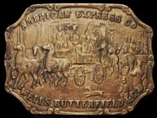 JE27123 VINTAGE 1970s  AMERICAN EXPRESS CO  WELLS BUTTERFIELD BELT BUCKLE