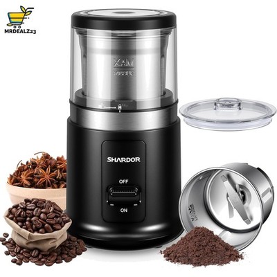Shardor Elektrische Kaffeemühle 75g   Geräuscharm, Edelstahl, Leicht zu Reinigen