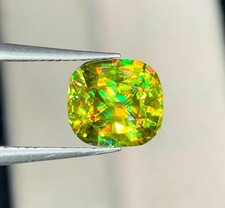 4.95 Ct Natural Full Fire Sphene Titanite Cushion Cut Loose Gemstone For Jewelry