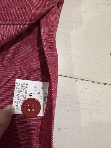 Double One Apron Womens Medium Red Workwear Japanese Cross Back Pinafore Pockets - Picture 10 of 12