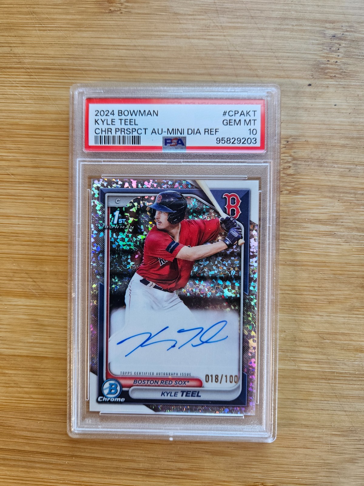 2024 Bowman Kyle Teel CPA-KT 1st Chrome Mini Diamond Auto /100 PSA 10 Red Sox