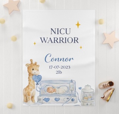 NICU Warrior personalisierte Babydecke   individuelle Name & Geburtsdetails, Neugeborene Ke