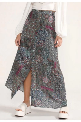 Desigual Women's Skirt Long Abstract Flare Multicolour Size 38 M 20SWFW22 - Bild 1 von 4