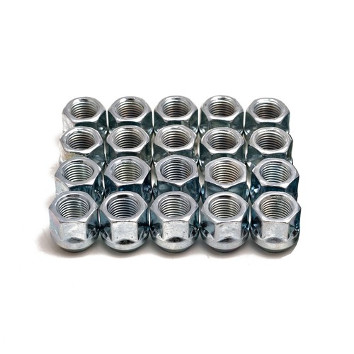 20pcs Open 12x1.5 Lug Nuts, 0.81" Tall, Taper Cone Seat, 19mm 3/4" Hex, Silver