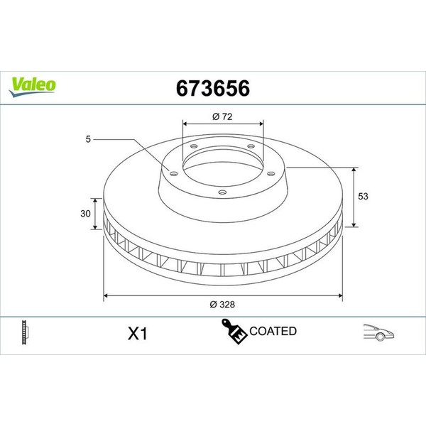 2X Valeo 673656 Bremsscheibe FüR Jeep Grand Cherokee Commander VAN WH WK XK XH-image