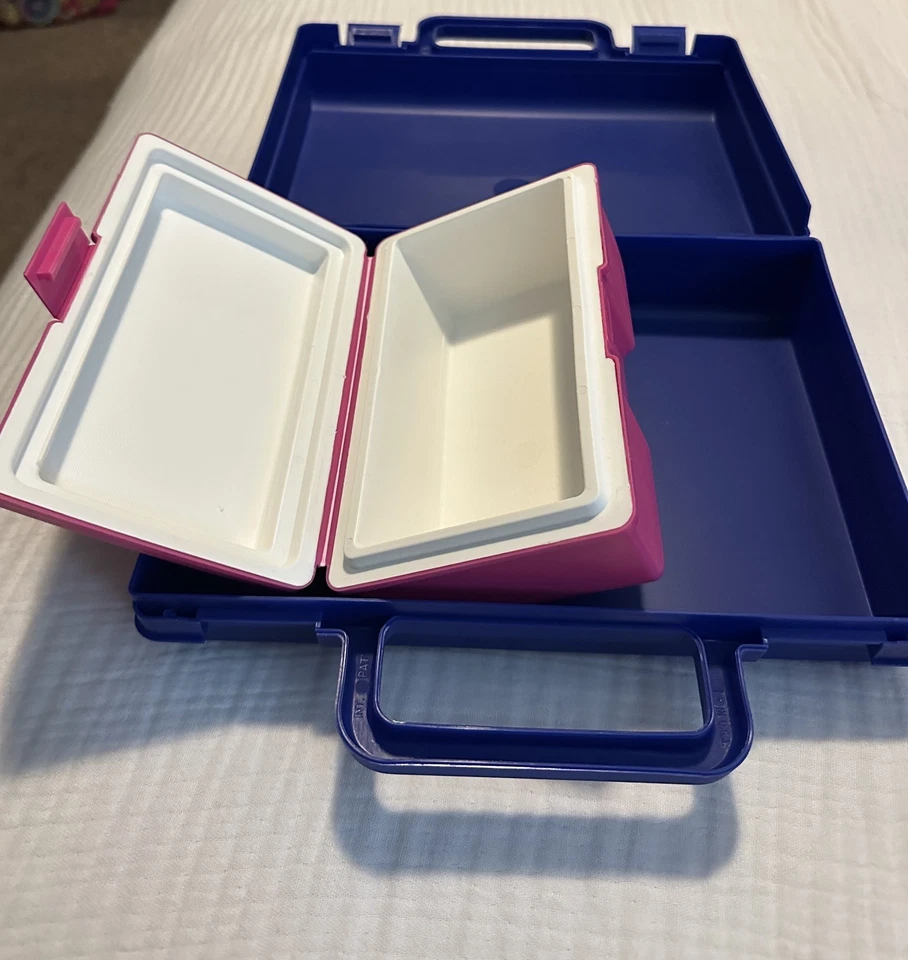 NUEVO DE COLECCIÓN 1990 Caja de almuerzo Blue Clim Case con mini refrigerador aislado rosa Foto 4 de 4