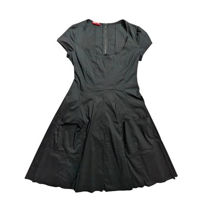 Prada 2008 Black A-Line Dress w/ Pockets Structured Bodice IT 48